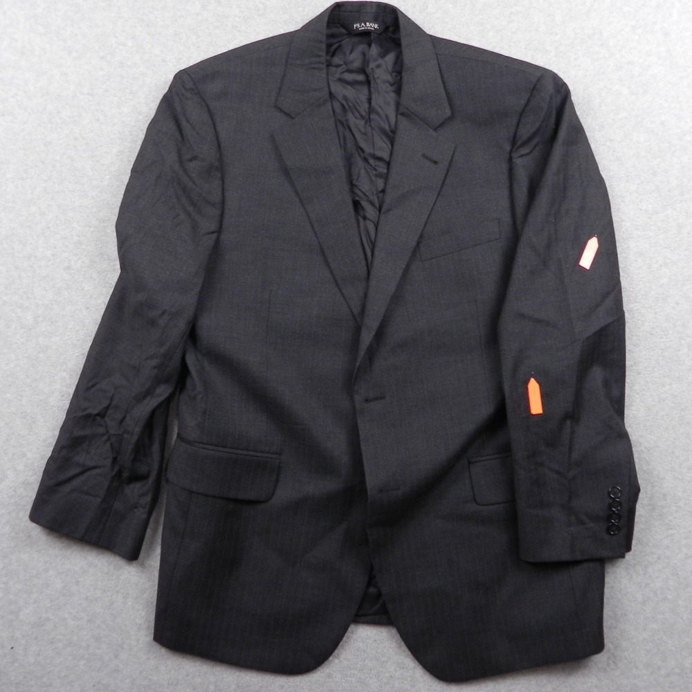 Jos A Bank Blazer Mens 43R Signature Wool 2-Button Suit Jacket Coat Gray Striped